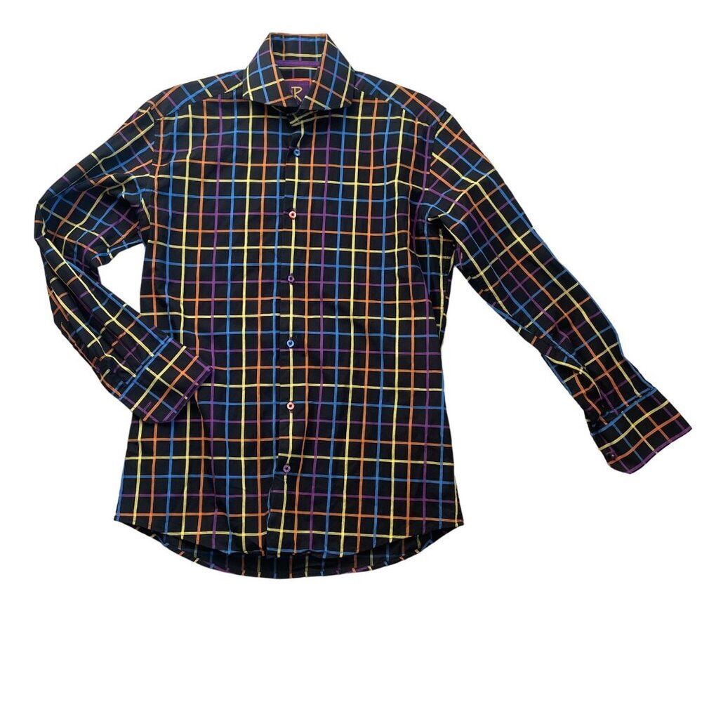 Robert Louis Downtown Colorful Patterned Men's Button Down Small